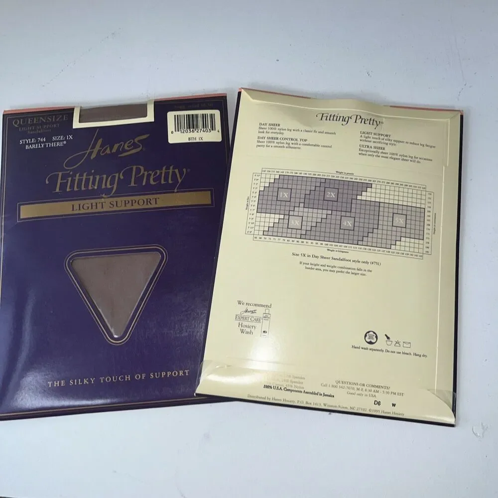 Hanes Pantyhose 1X Fitting Pretty Light Support Sandalfoot Barely There Queen